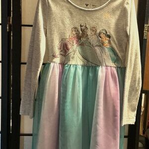 Disney Jumping Beans girls long sleeve gray rainbow princess dress size 5